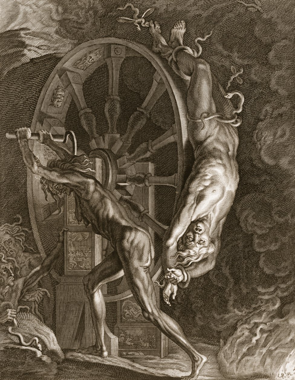 Ixion in der Unterwelt am Rad, 1731 von Bernard Picart
