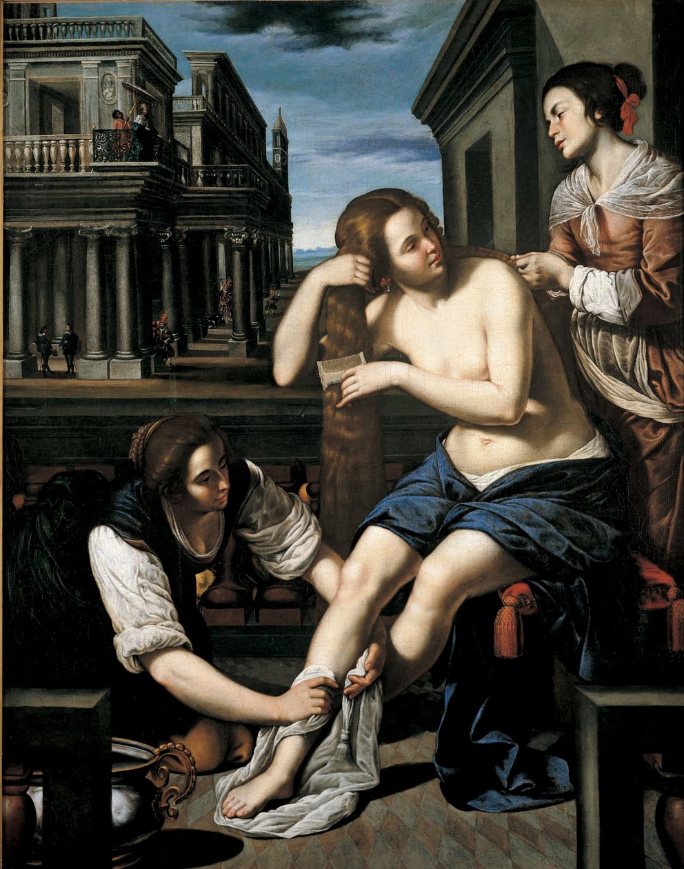 Bathseba beim Bade, ca. 1637 von Bernardo Cavallino