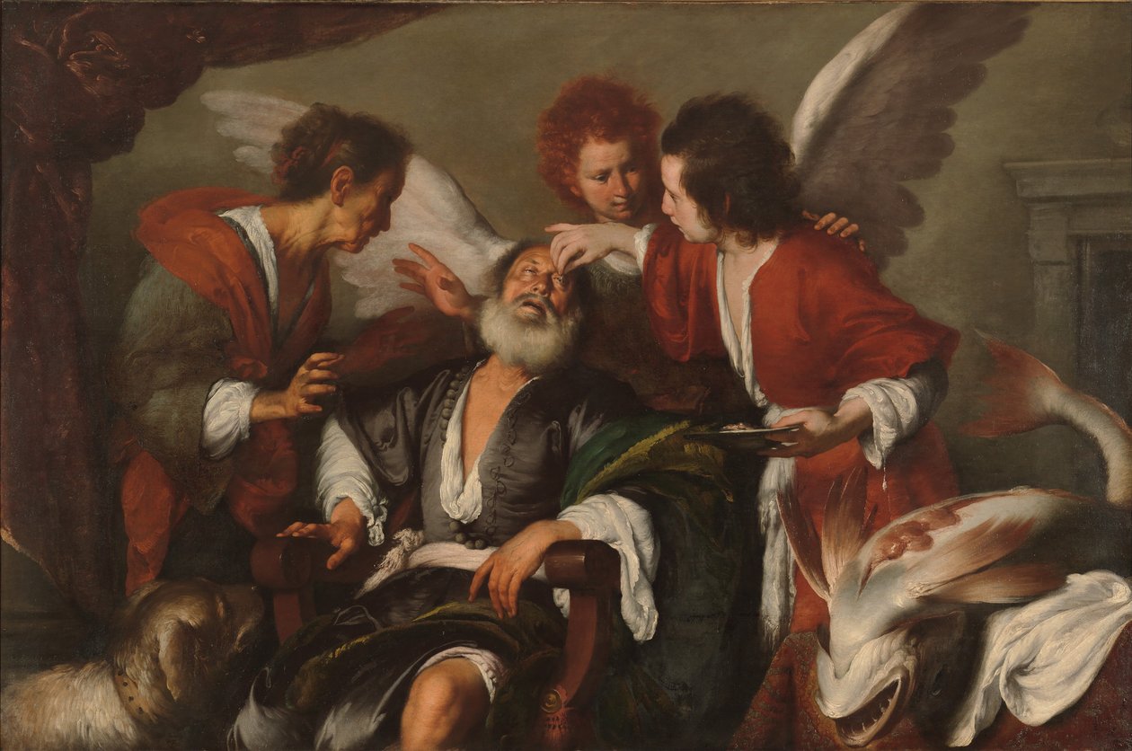 Tobias heilt die Blindheit seines Vaters von Bernardo Strozzi