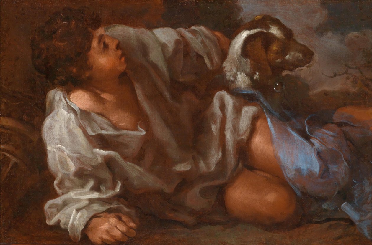 Junge mit Hund von Bernhard Keil