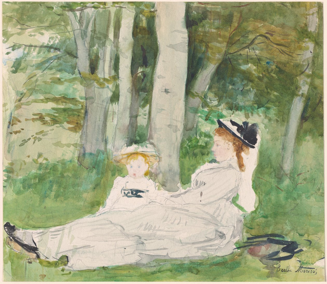 Am Waldrand (Edma und Jeanne), ca. 1872 von Berthe Morisot