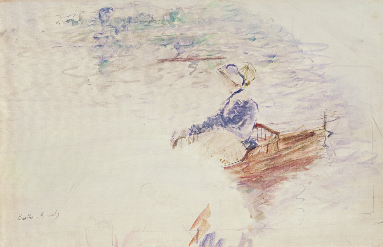 Skizze einer jungen Frau in einem Boot, 1886 von Berthe Morisot