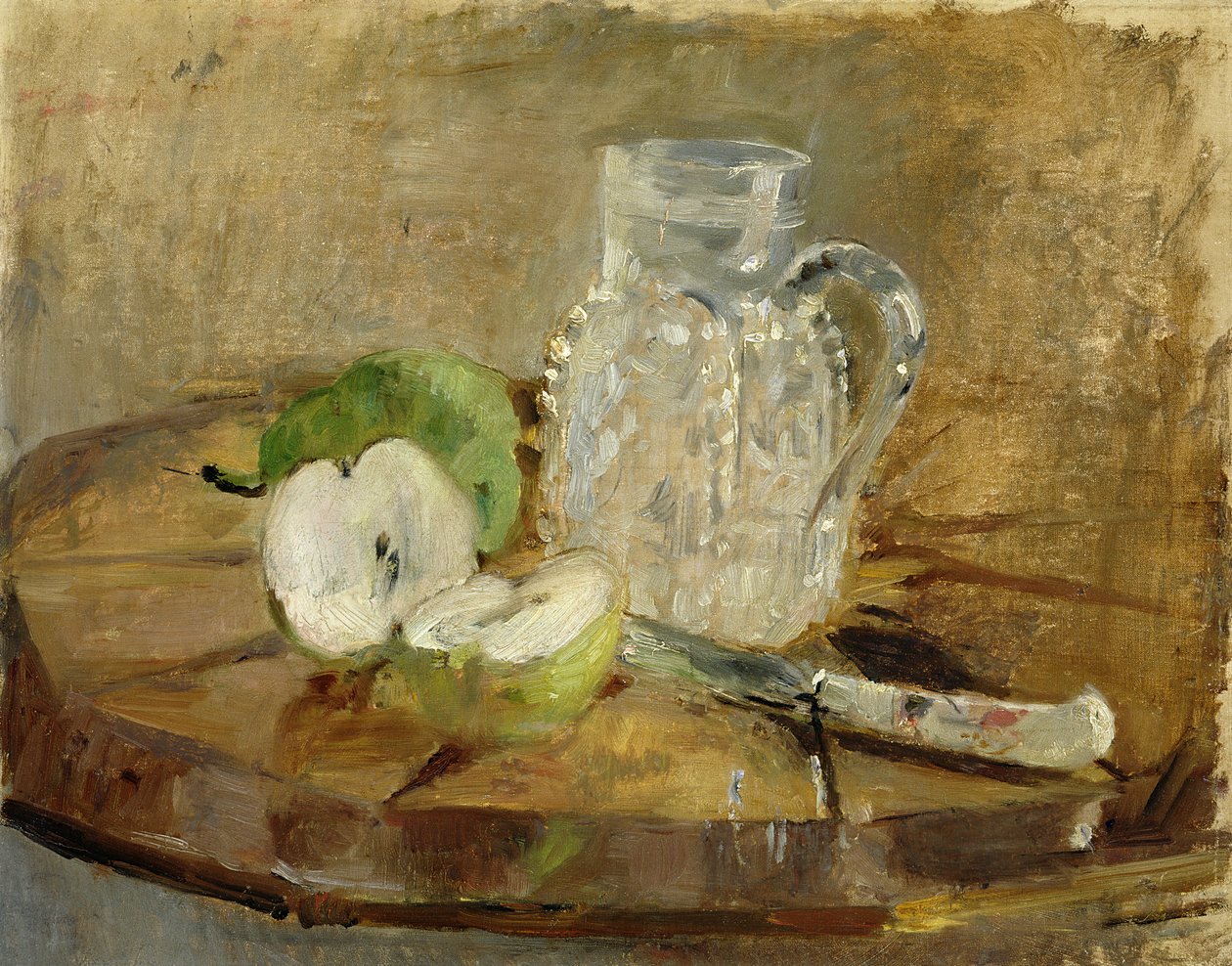 Stillleben mit einem geschnittenen Apfel und einem Krug, 1876 von Berthe Morisot