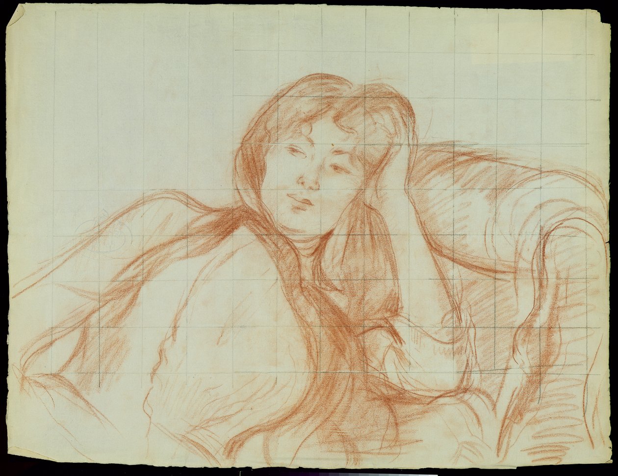 Junges Mädchen, das sich auf den Ellbogen stützt, 1887 von Berthe Morisot