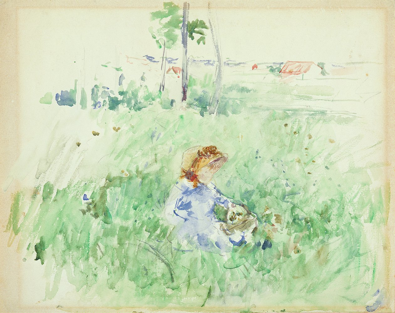 Junges Mädchen auf dem Rasen sitzend, 1882 von Berthe Morisot