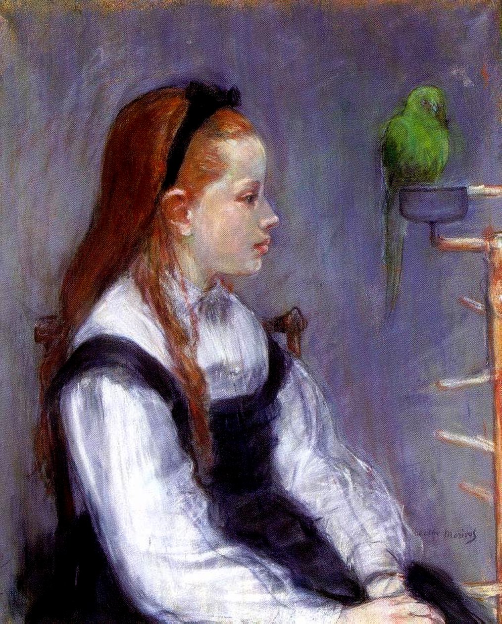 Junges Mädchen mit einem Papagei, ca. 1873 von Berthe Morisot