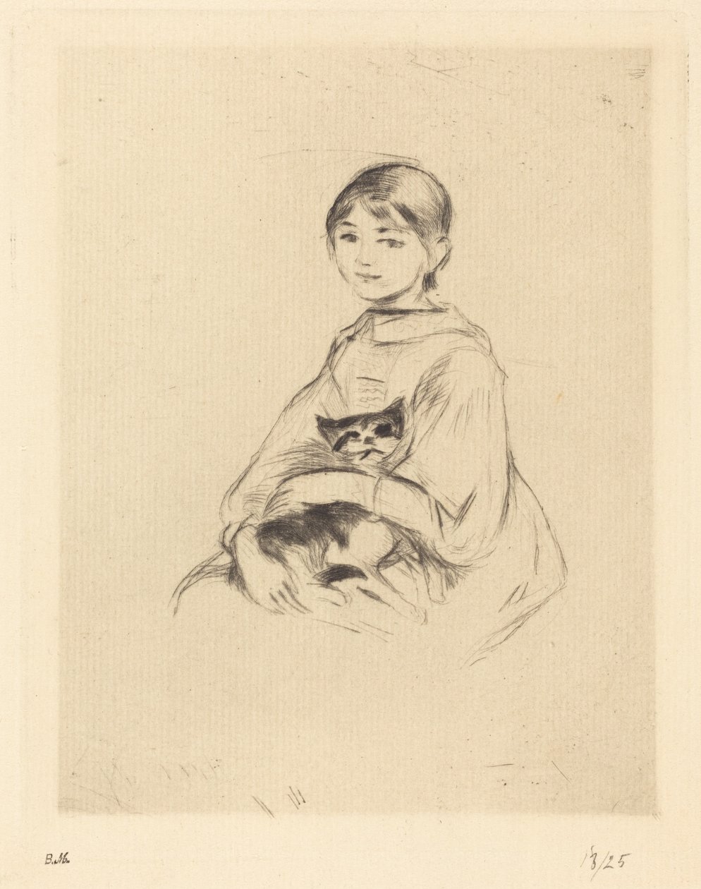 Kleines Mädchen mit Katze von Berthe Morisot
