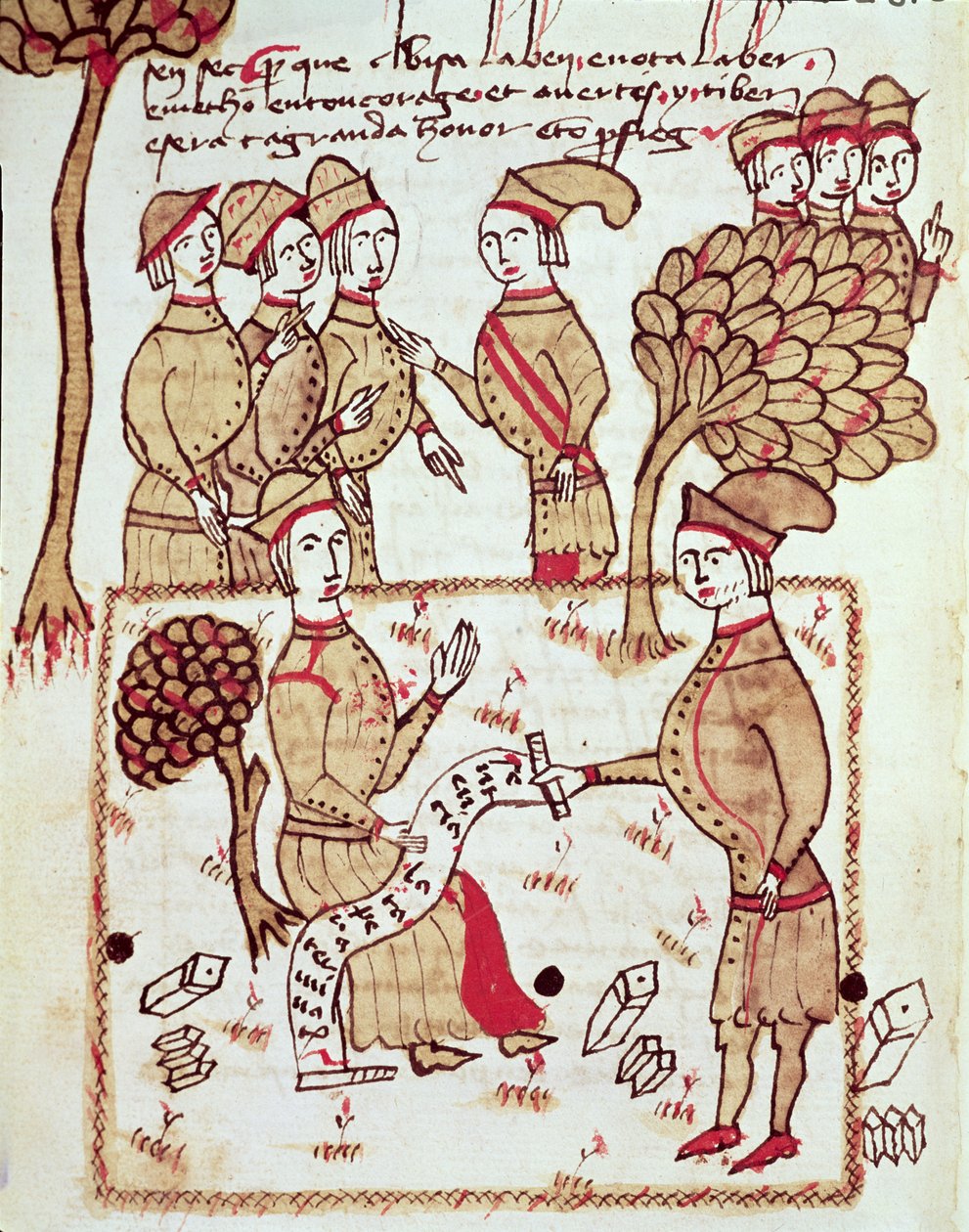 Ms 327 fol.201v Ein Vermesser mit seinen Arbeitern, aus 