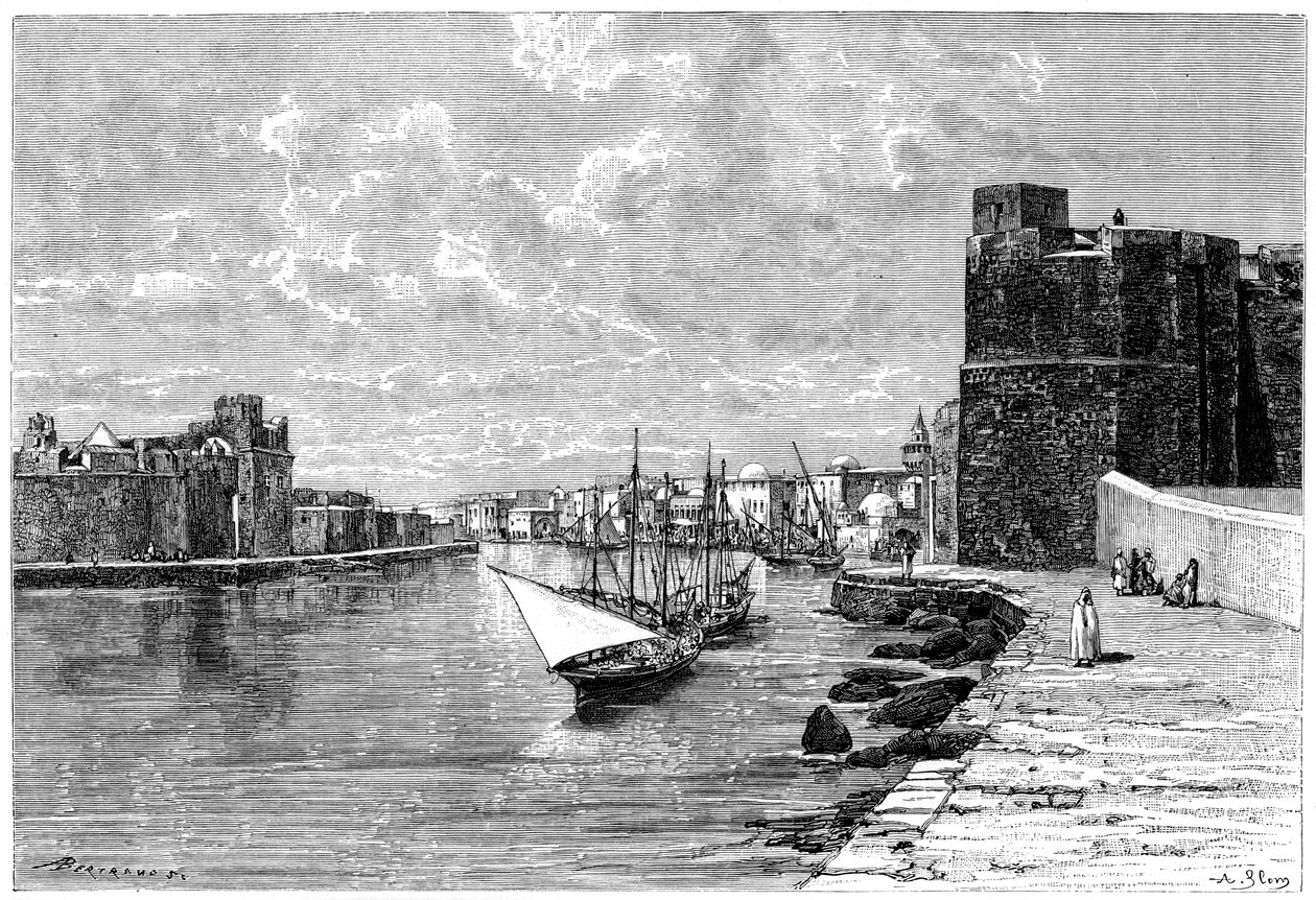 Bizerta, gesehen von der Kasbah, um 1890 von Auguste Bertrand