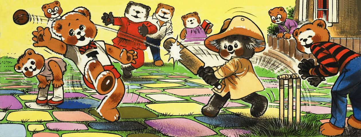 Teddybären spielen Cricket von Bill Philips