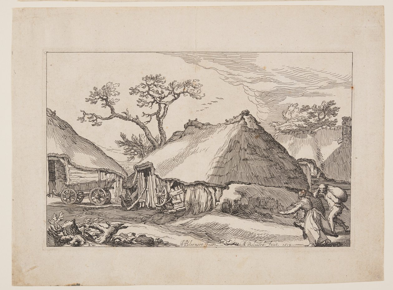 Tafel 2, aus Landschaften mit Bauernhäusern von Boetius Adams Bolswert