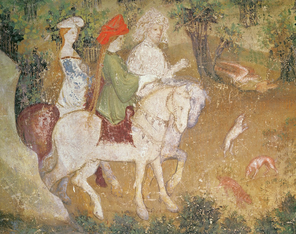 Der Monat September, Detail der Abreise zur Jagd, ca. 1400 von Bohemian School