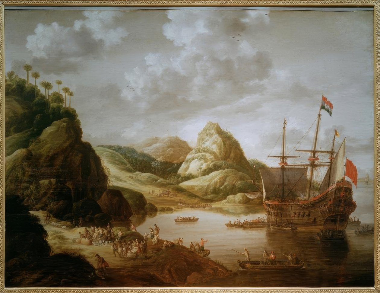 Landung eines Dreimasters an einer südlichen Küste von Bonaventura Peeters