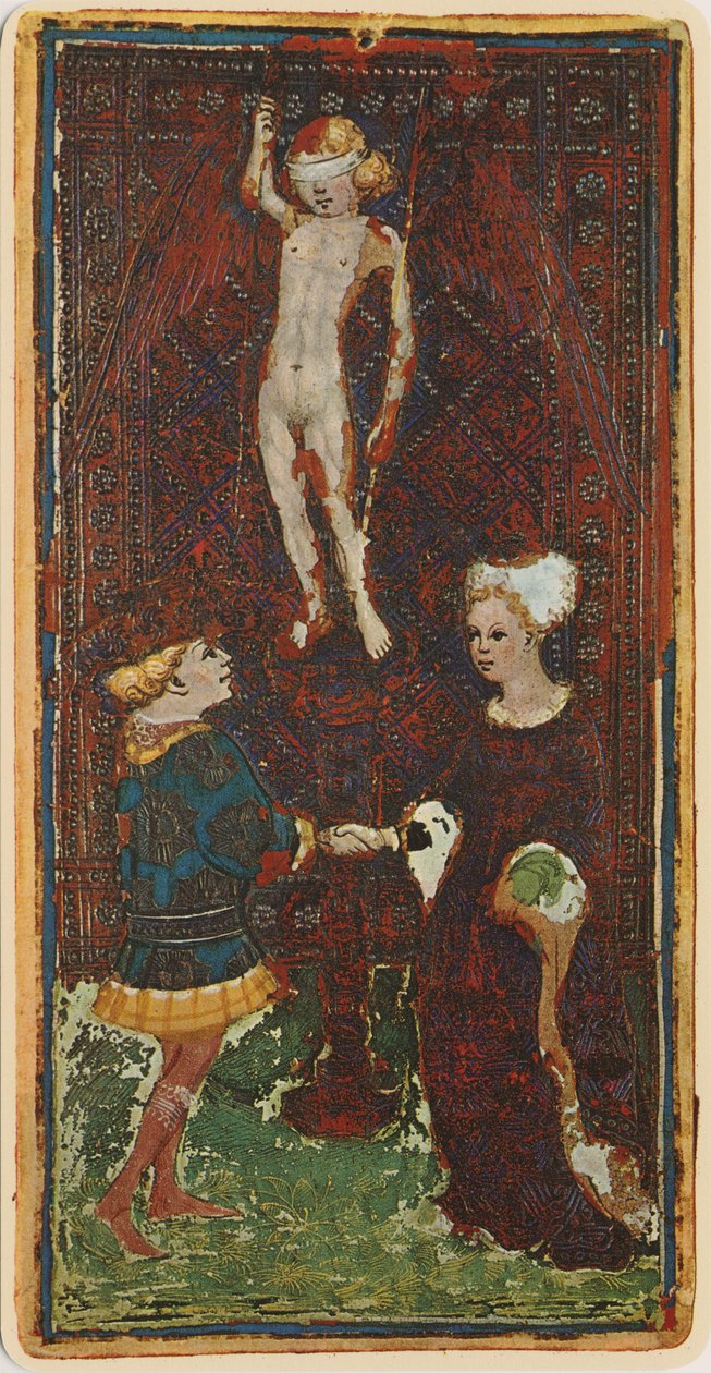 Die Liebenden, Faksimile einer Tarotkarte aus dem 