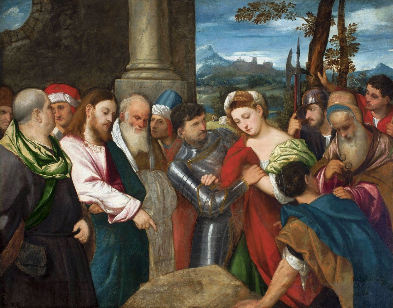 Christus und die Ehebrecherin von Bonifazio Veronese