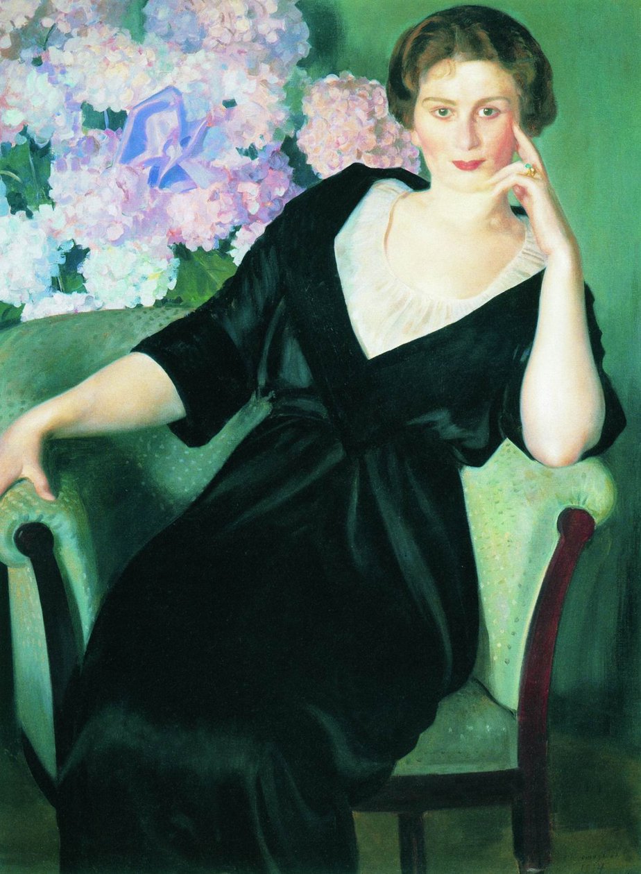 Porträt von Renee Notgaft von Boris Mikhailovich Kustodiev