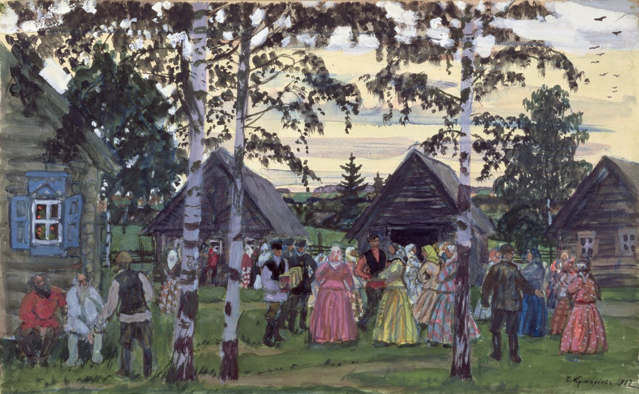 Der Khorovod, 1912 von Boris Mikhailovich Kustodiev