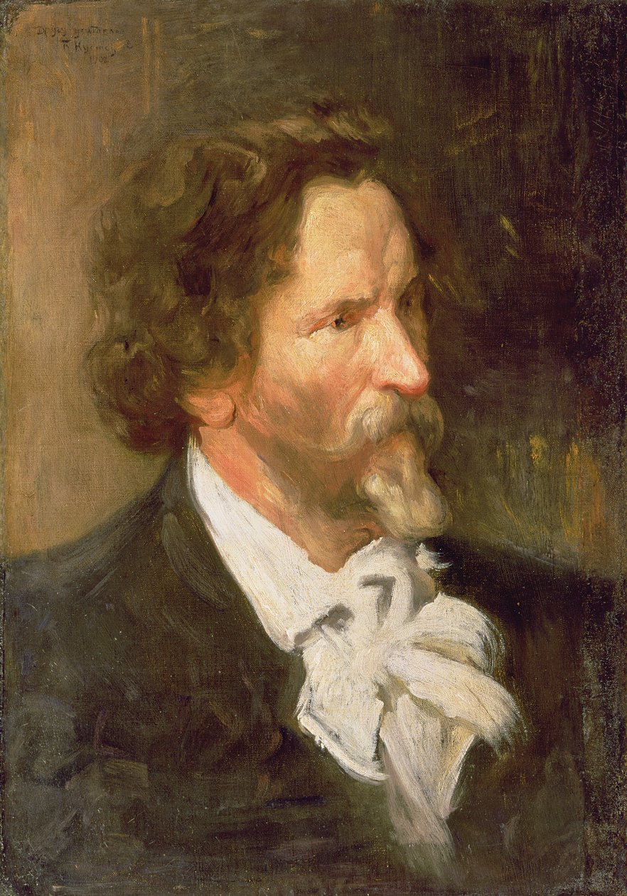 Porträt von Ilja Repin (1844-1930), 1902 von Boris Mikhailovich Kustodiev