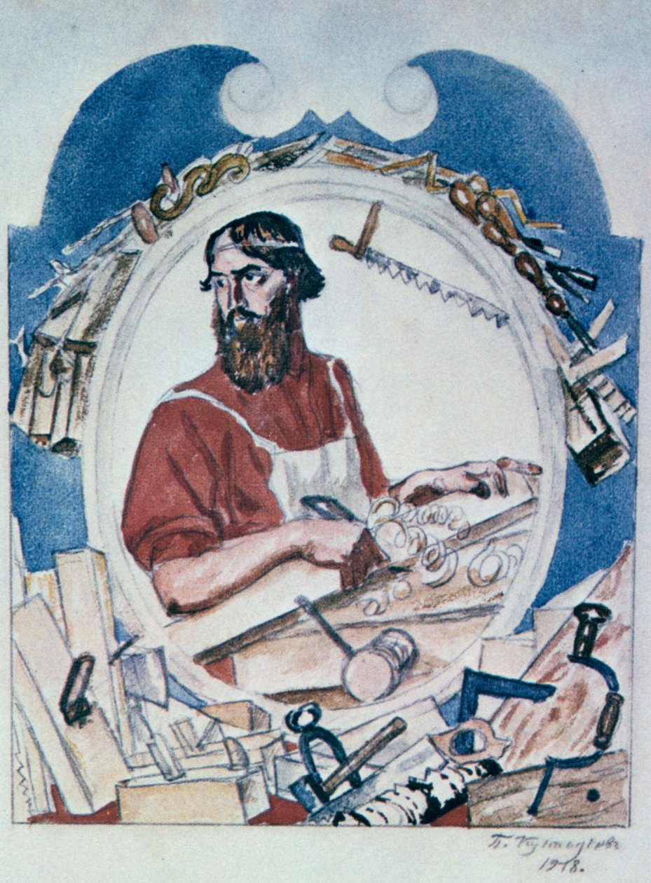 Der Zimmermann, 1918 von Boris Mikhailovich Kustodiev