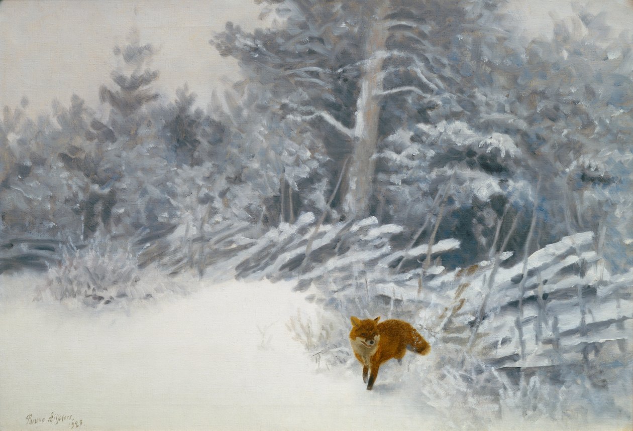 Ein Fuchs im Winterwald von Bruno Andreas Liljefors