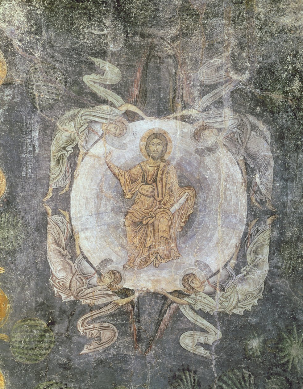 Christus in Majestät, umgeben von vier Engeln, Deckenmalerei, 11.-14. Jahrhundert von Byzantine