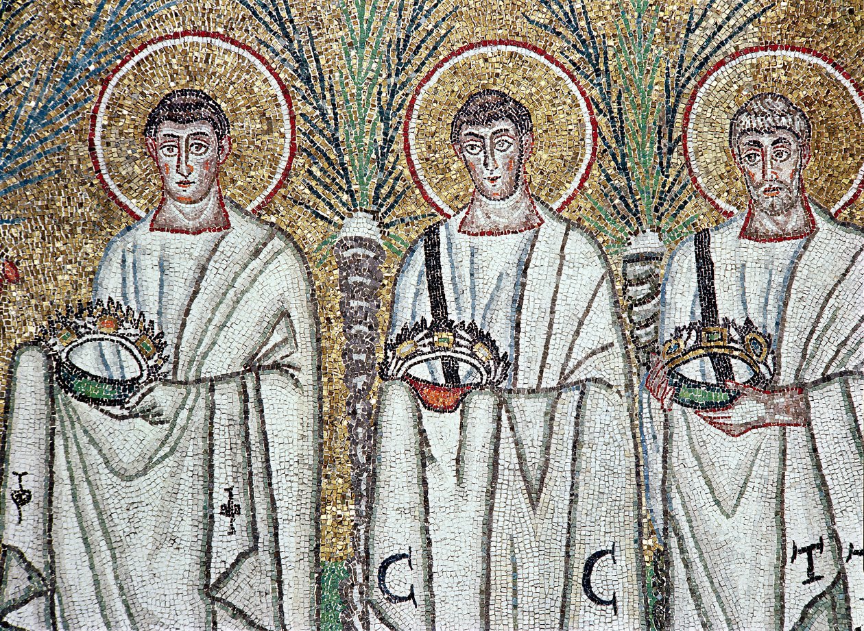 Prozession der Märtyrer, 527-99 (Detail) von Byzantine School