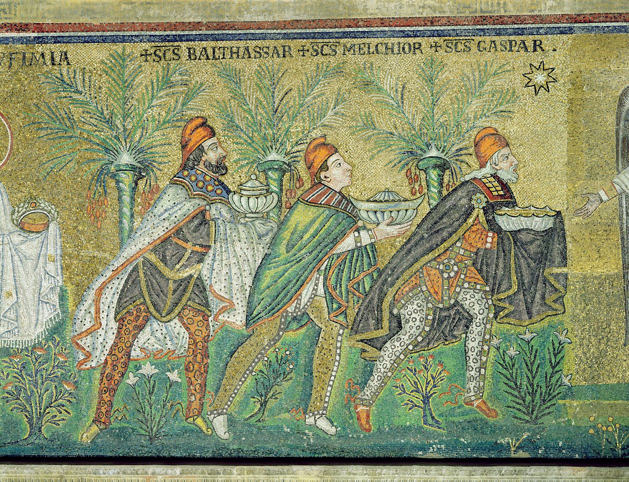 Die Prozession der drei Könige (Mosaik) von Byzantine School
