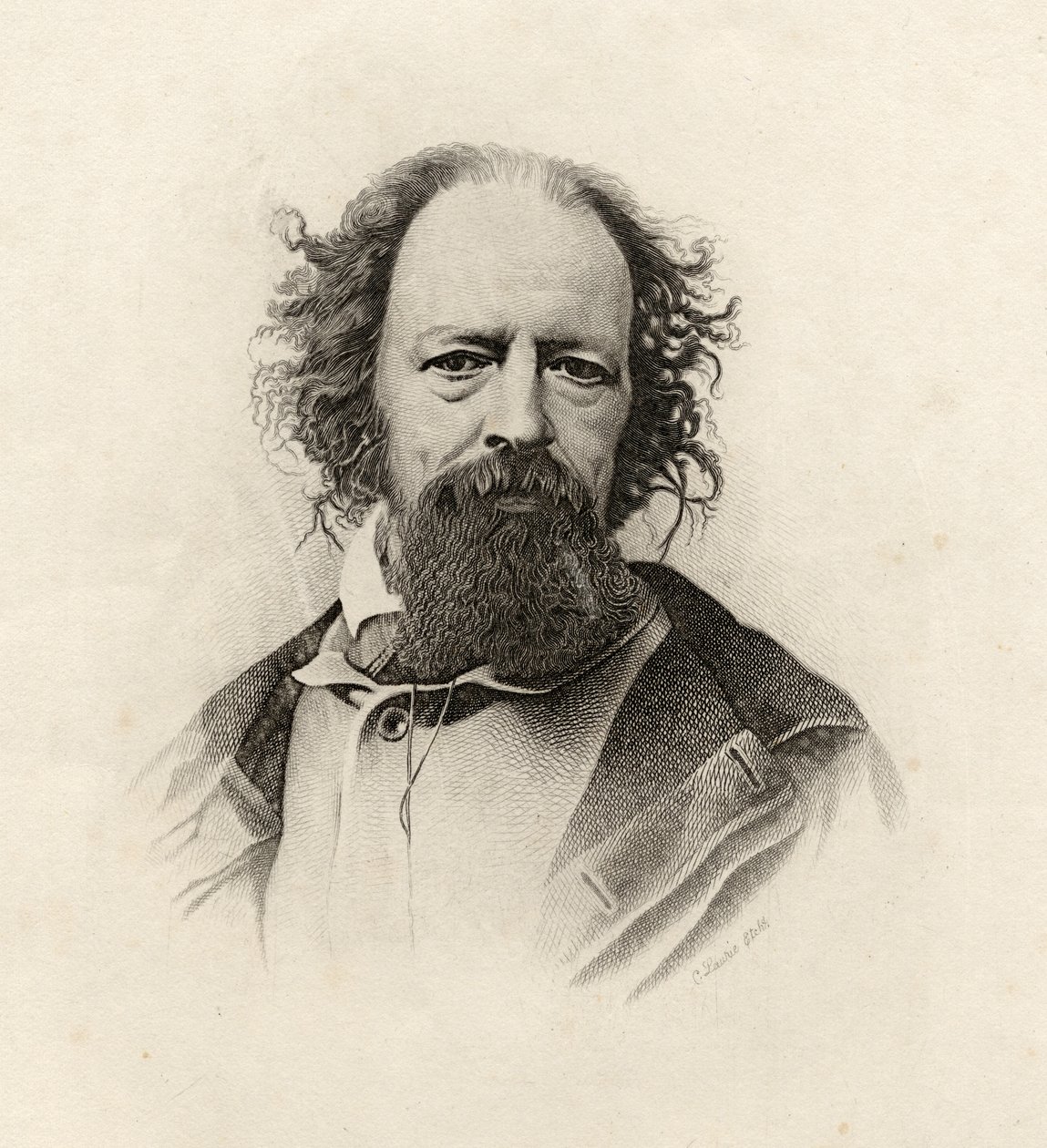 Porträt von Alfred, Lord Tennyson (1809-92) von C. Laurie