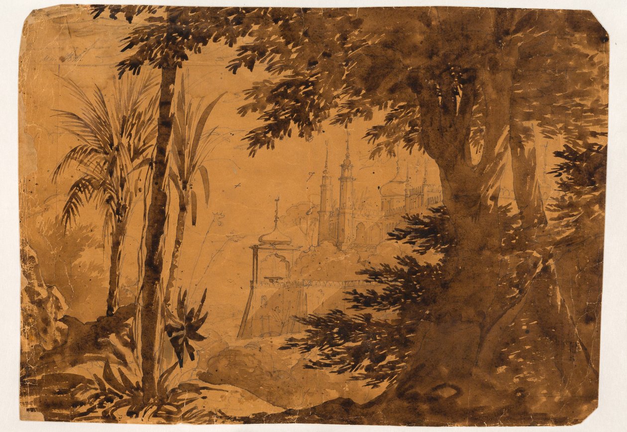Bühnenhintergrund. Entwurf für ein Mitgliedsstück für die Kunstakademie von C.F. Christensen