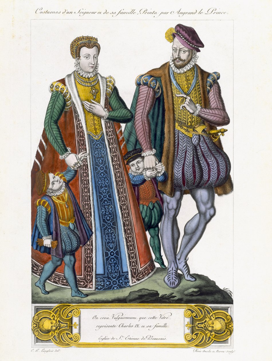 Kostüme eines Seigneurs und seiner Familie, graviert von Amedee Peree von C.H. Langlois