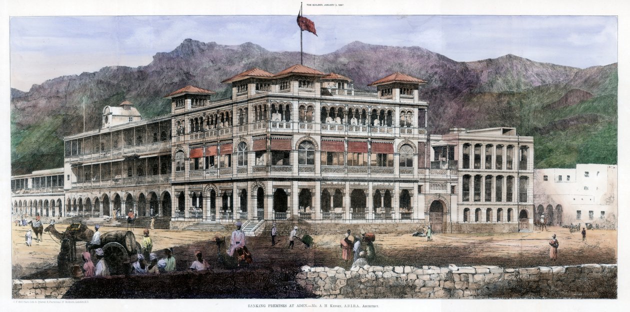 Bankgebäude in Aden, 8. Januar 1887 von C Kell