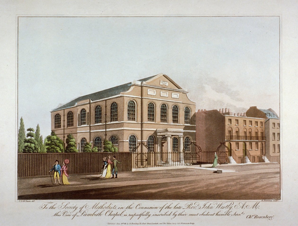 Die methodistische Kapelle in Lambeth, London, 1816 von C Rosenberg
