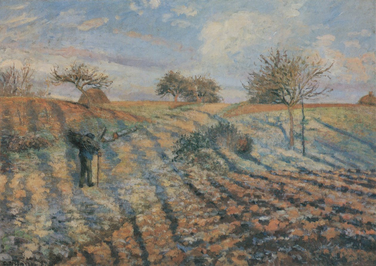 Raureif, alte Straße von Ennery, Pontoise von Camille Jacob Pissarro