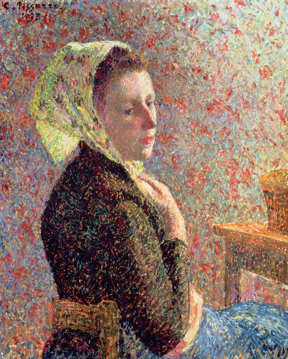 Frau mit grünem Kopftuch, 1893 von Camille Jacob Pissarro