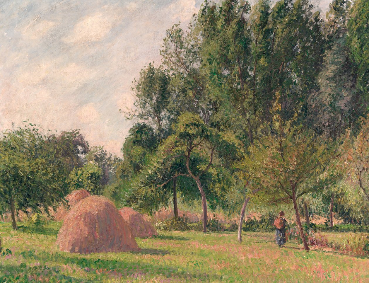 Heuhaufen, Morgen, Éragny, 1899 von Camille Jacob Pissarro