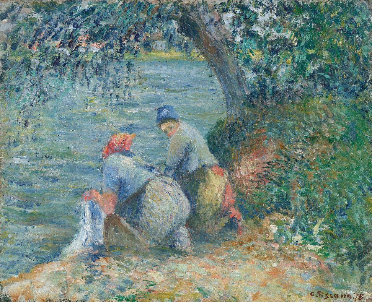 Wäscherinnen am Wasser, Pontoise, 1878 von Camille Pissarro