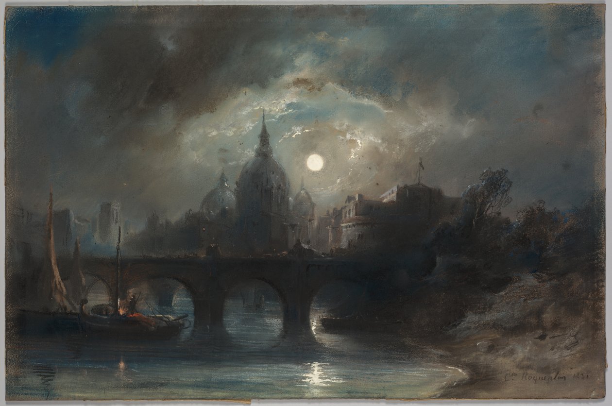 Ansicht einer Stadt bei Nacht, 1831 von Camille Roqueplan