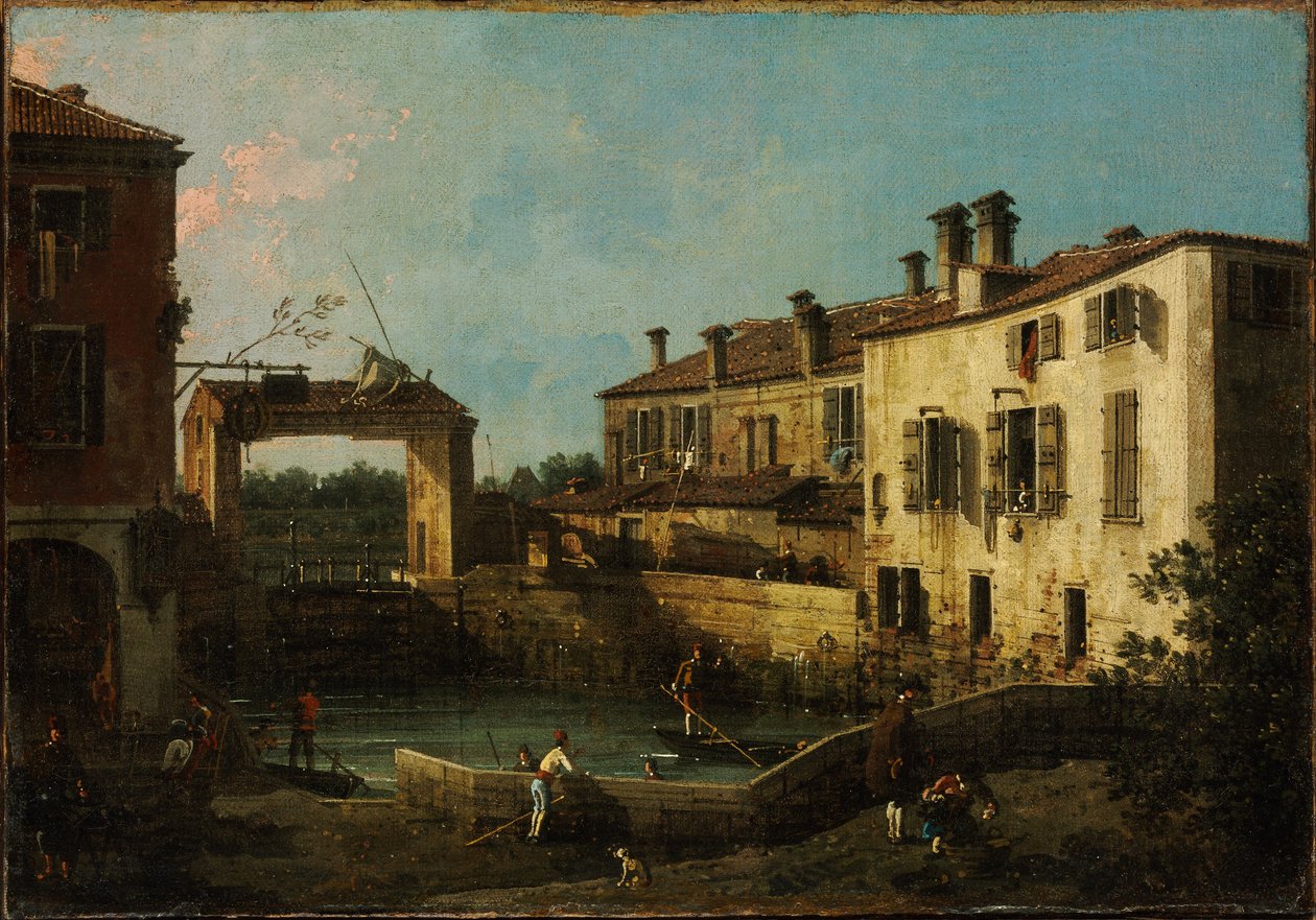 Schleuse bei Dolo von Canaletto
