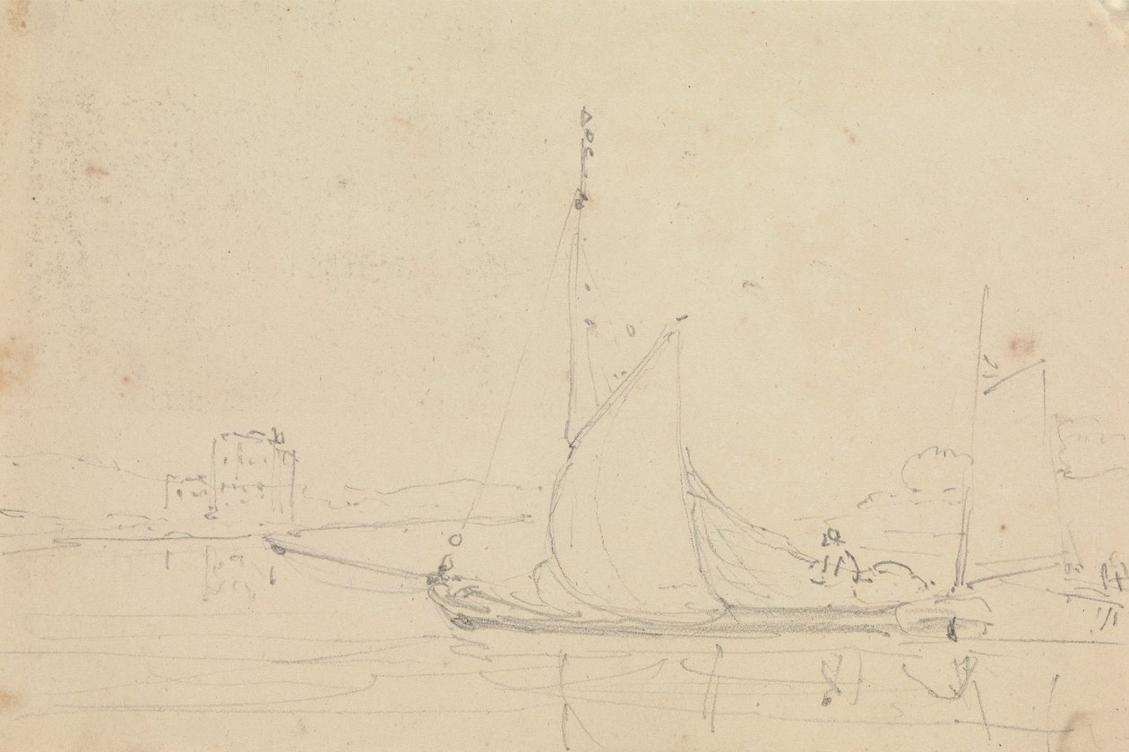 Skizze eines Segelbootes von Capt. Thomas Hastings