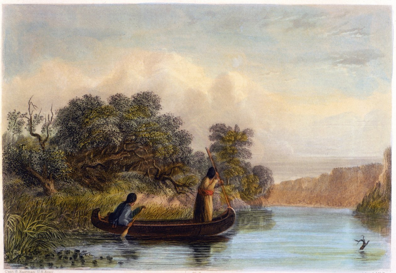 Fische mit einem Kanu speeren, 1853 von Captain Seth Eastman