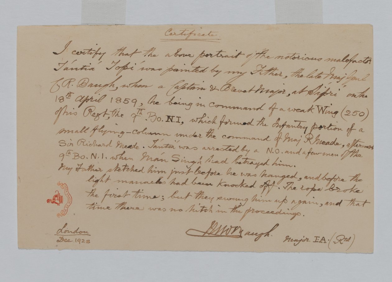 Tantia Topi, der indische Rebellenführer von Captain C.R. Baugh