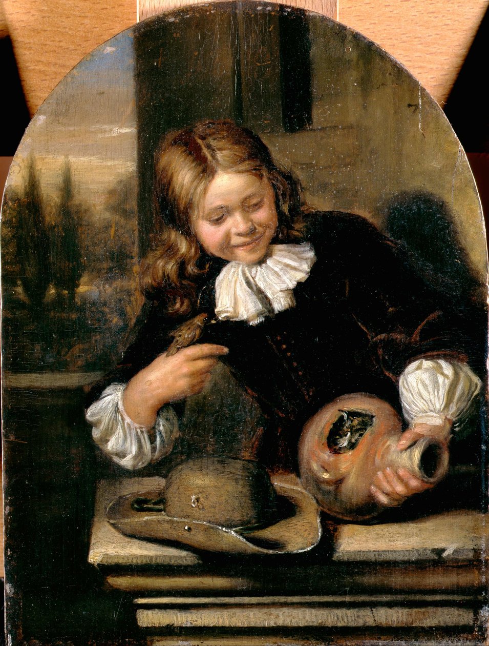 Junge mit einem Krug und einem Vogelnest von Carel De Moor
