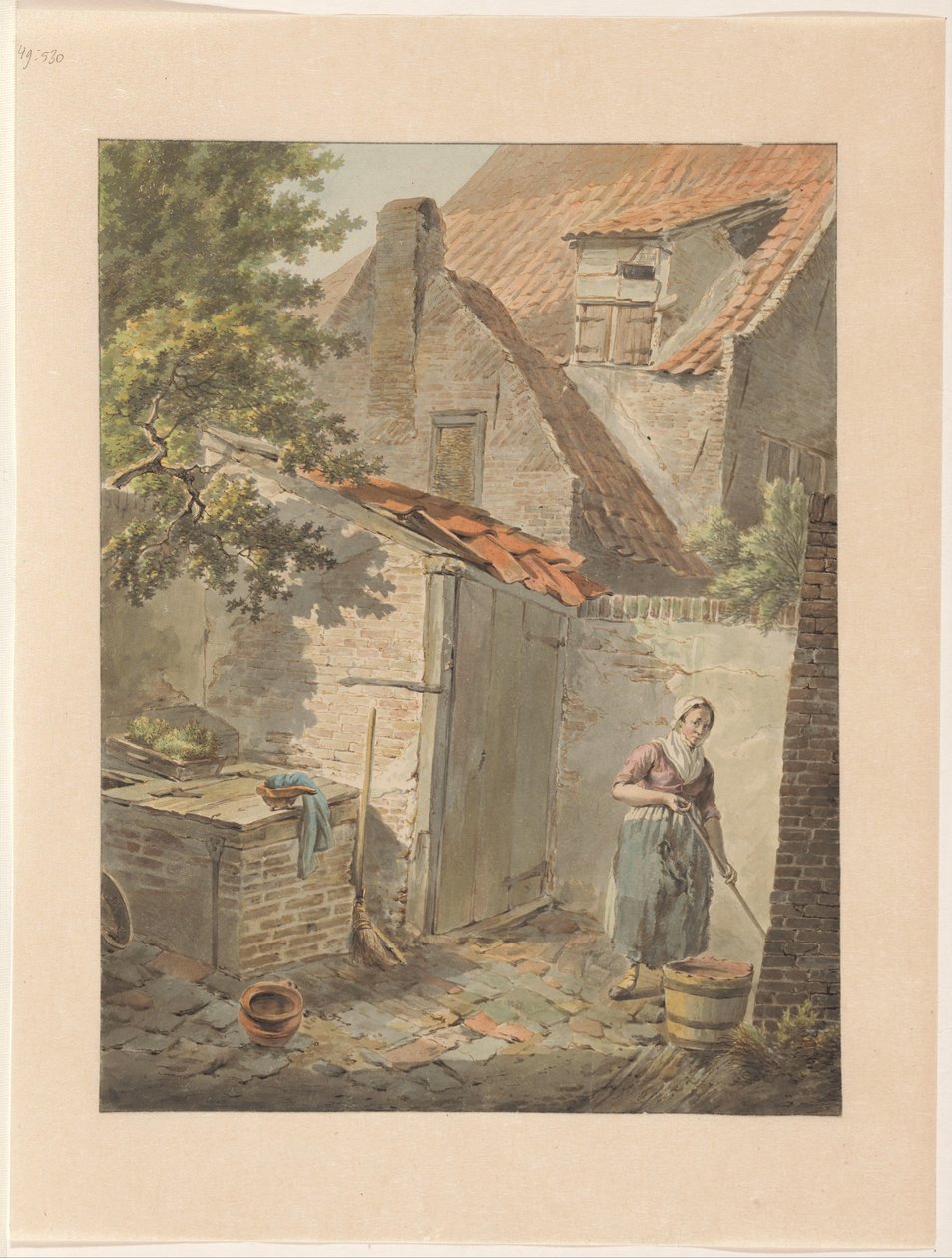 Innenhof mit einer Putzfrau von Carel Lodewijk Hansen