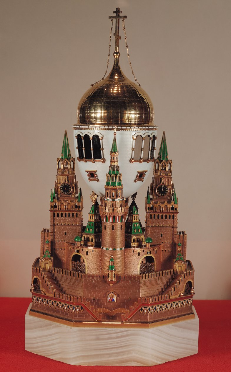 Osterei in Form der Uspenski-Kathedrale, Kreml, von Zar Nikolaus II. (1868-1918) seiner Frau, Zarin Alexandra (1872-1918) 1904 geschenkt von Carl Fabergé