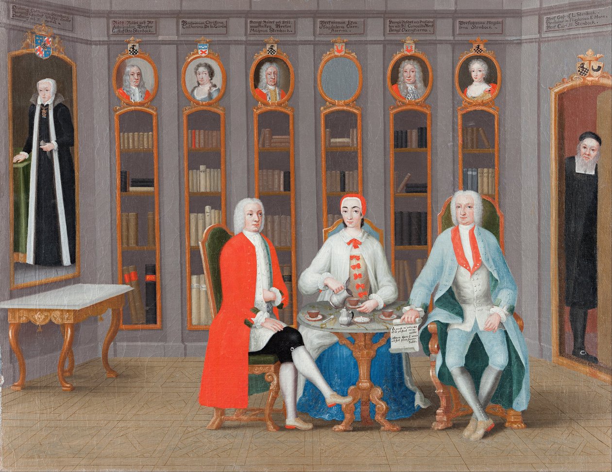 Die Familie Stenbock in ihrer Bibliothek in Rånäs von Carl Fredrik Svan