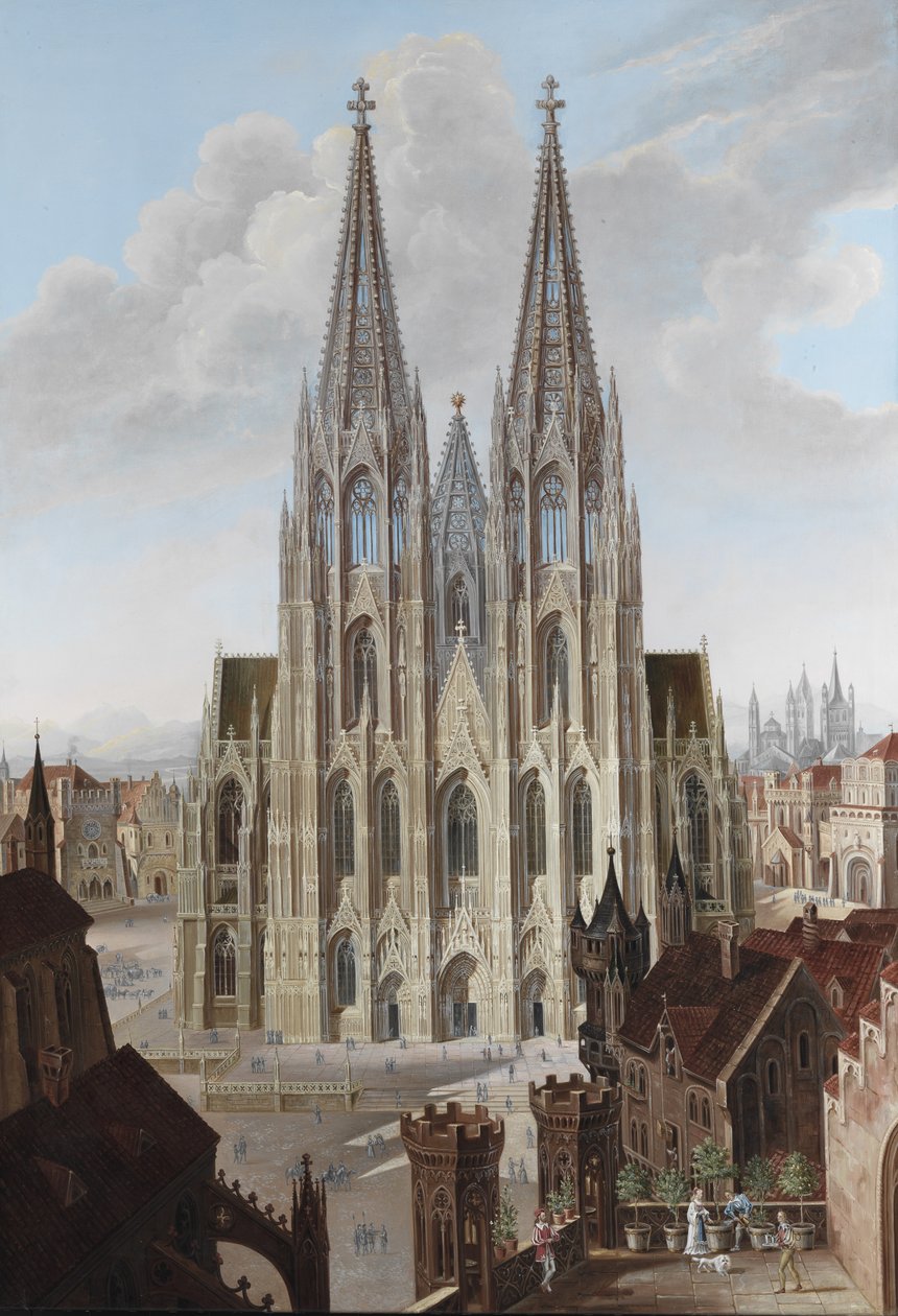 Ansicht der Westfassade des Kölner Doms von Carl Georg Enslen