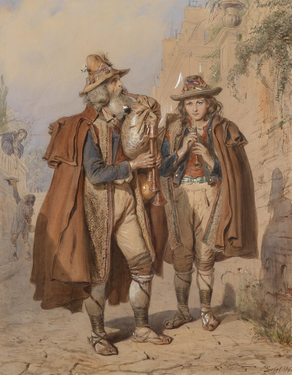 Dudelsackpfeifer und Flötenspieler von Carl Goebel