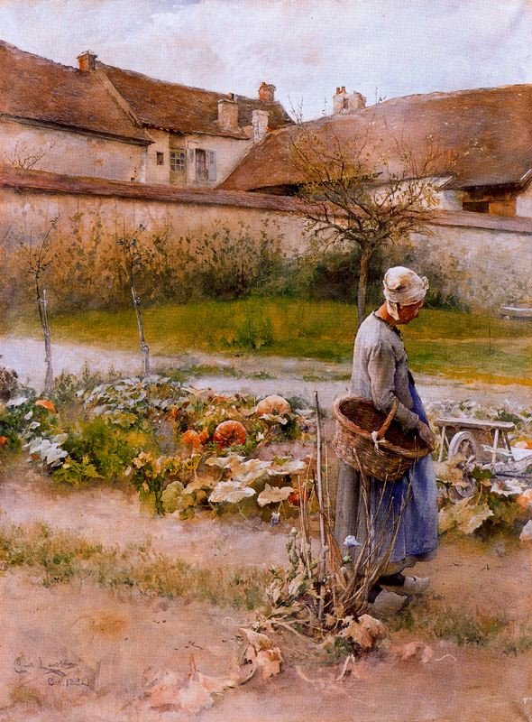 Frau im Garten von Carl Larsson