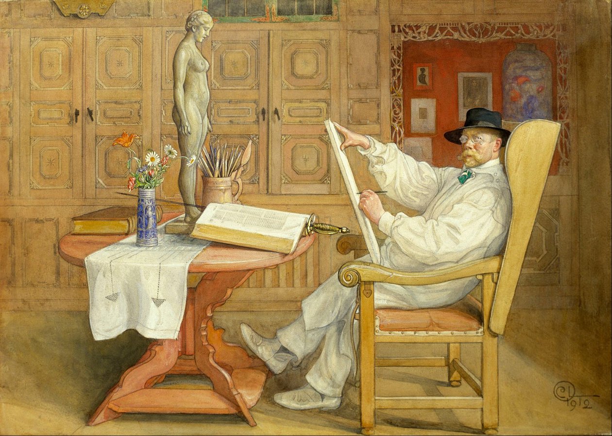 Selbstporträt (im neuen Atelier) von Carl Larsson