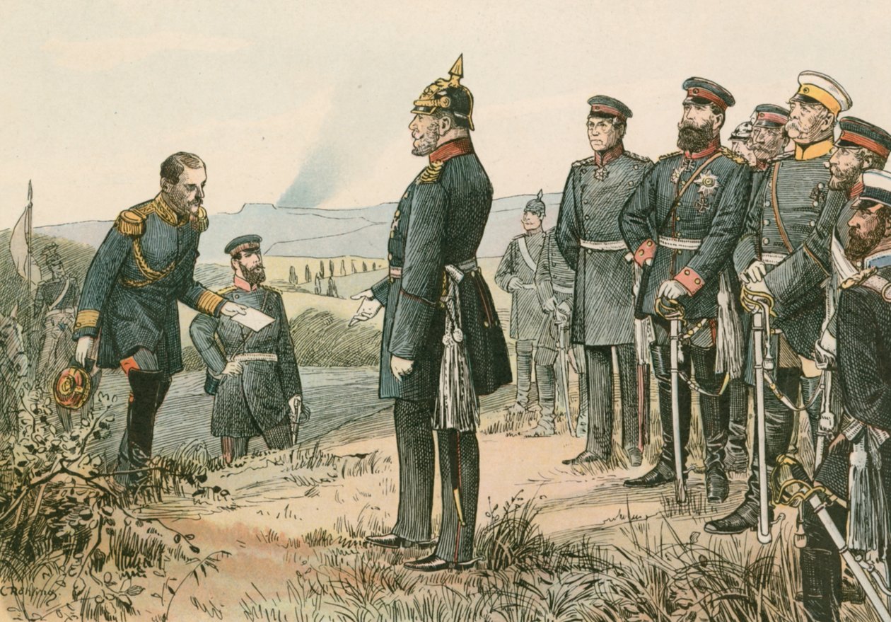 Wilhelm I., König von Preußen und Kaiser von Deutschland (1797-1888), empfängt die Kapitulation Napoleons III. im Jahr 1870 nach der Schlacht von Sedan von Carl Rohling